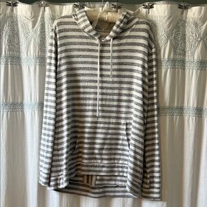 Striped Gray and White Women’s long sleeve top